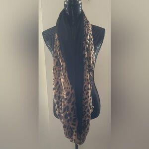 Leopard Print & Black Infinity Scarf